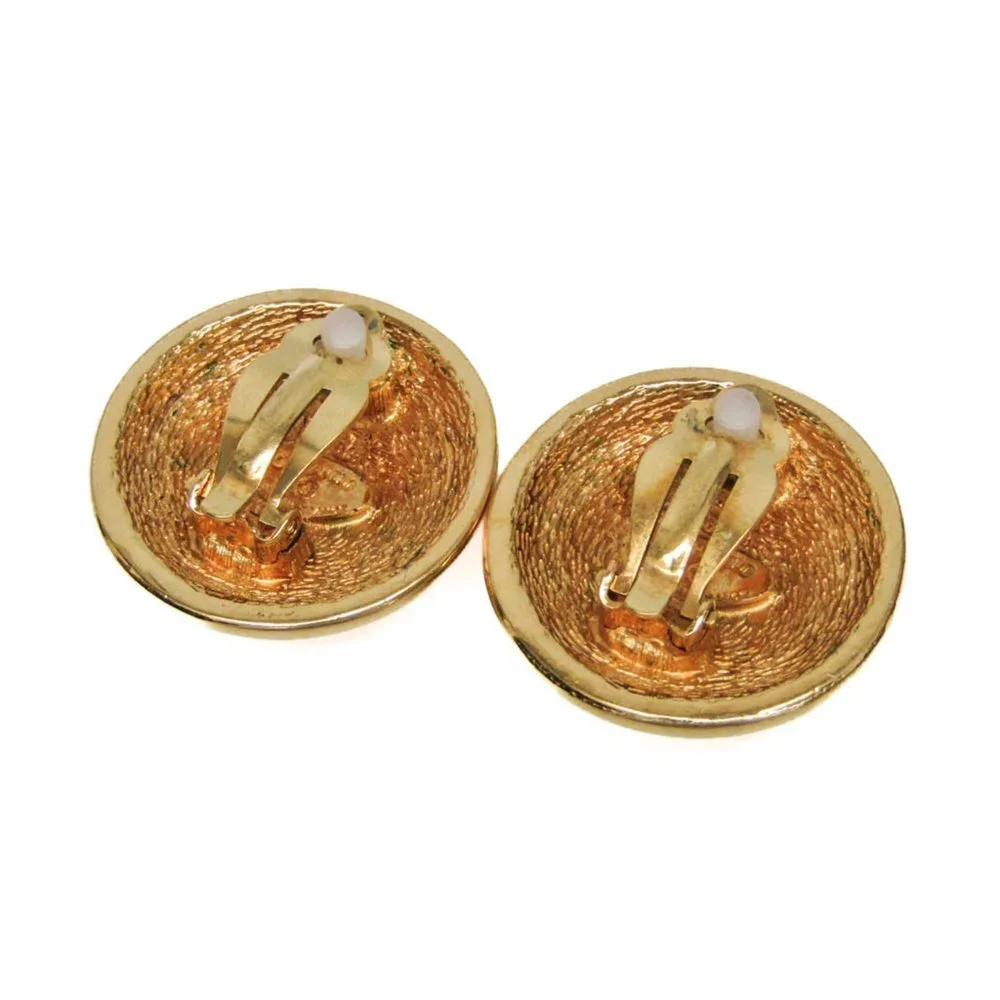 CHANEL Vintage Gold Logo Earrings